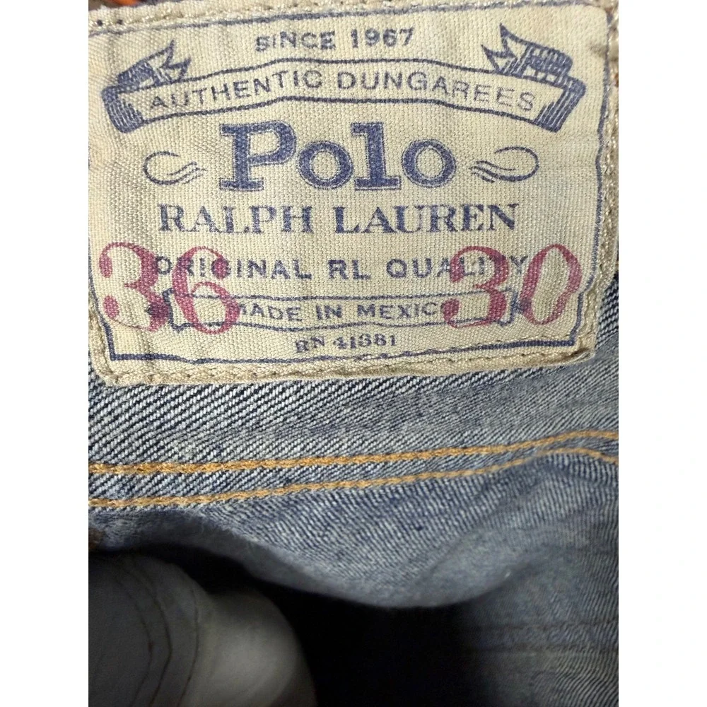Polo Ralph Lauren Authentic Dungarees Indigo Blue Straight Leg Jeans 36x30